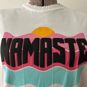 Sandro White Graphic Tee with Namaste Print